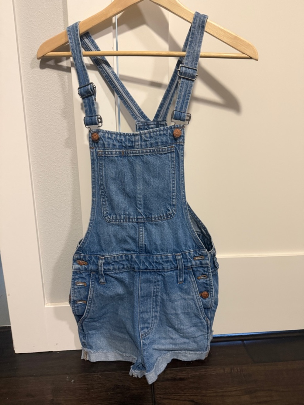 Madewell Light Blue Denim Short Overalls
